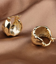 Scentll 925 Sterling Silver Earrings Hammered Chunky Hoop Earrings for Women 14k Gold Plated Hypoallergenic Texture Thick Huggie Earrings Wide Hoop Earrings