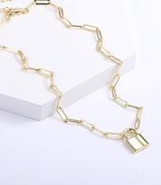 Paperclip Link Chain Padlock Necklace