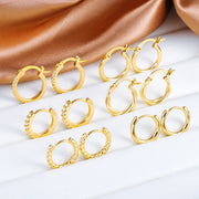 Gold Plated Earrings for Women, 6 Pairs 14k Gold Hoop Earrings for Women, Hypoallergenic Chunky Gold Earrings Jewelry Set Gifts