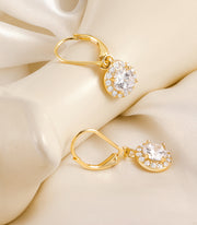 Round Halo Drop Dangle Earrings