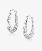 Silver Filigree Hoop Earrings