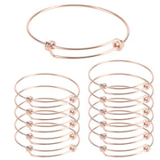 12 PCS Gold Plated Stainless Steel Wire Blank Adjustable Bangle Bracelet 2.6 - 3 Inches - Scentll®