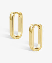 Sleek Oblong Huggie Hoop Earrings