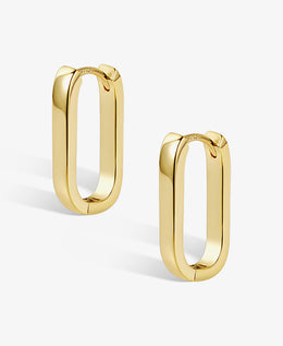 Sleek Oblong Huggie Hoop Earrings