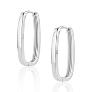 Scentll 925 Sterling Silver Plated Hoop Small Earrings for Women, Trendy Rectangle Hypoallergenic Hoop Earrings Lightweight Square Oval Hoop Earrings for Women Jewelry Gifts