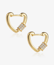 Sparkle Heart Charm Huggie Earrings