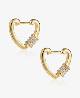 Sparkle Heart Charm Huggie Earrings