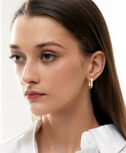 Sleek Oblong Huggie Hoop Earrings