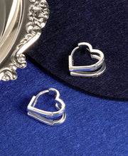 Double Heart Huggie Hoop Earrings