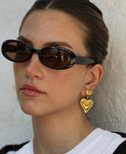 Double Heart Drop Stud Earrings