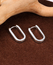 Sleek Oblong Huggie Hoop Earrings