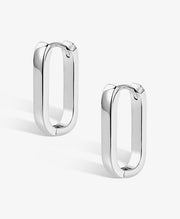 Sleek Oblong Huggie Hoop Earrings