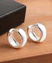 Thick Chunky Round Huggie Hoops Earrings
