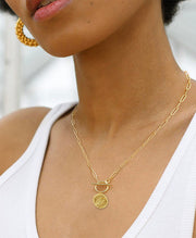 Toggle Coin Paperclip Link Chain Necklace