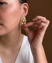 Chunky Irregular Hammered Stud Earring