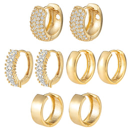4 PK Small Gold Huggie Hoops