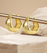 Scentll 925 Sterling Silver Earrings Hammered Chunky Hoop Earrings for Women 14k Gold Plated Hypoallergenic Texture Thick Huggie Earrings Wide Hoop Earrings