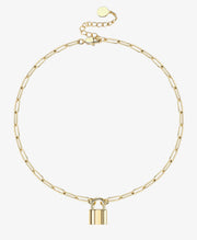 Paperclip Link Chain Padlock Necklace