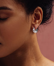 Scentll 925 Sterling Silver Earrings Hammered Chunky Hoop Earrings for Women 14k Gold Plated Hypoallergenic Texture Thick Huggie Earrings Wide Hoop Earrings