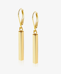 14K Gold Bar Dangle Drop Earrings