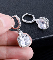 Square Crystal CZ Drop Earring