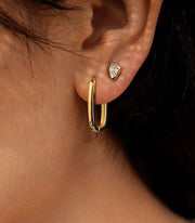 Scentll 925 Sterling Silver Plated Hoop Small Earrings for Women, Trendy Rectangle Hypoallergenic Hoop Earrings Lightweight Square Oval Hoop Earrings for Women Jewelry Gifts