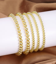 Gold Paperclip Link Bead Bracelet Set
