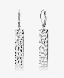 Square Hammered Bar Drop Earrings