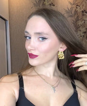 Chunky Irregular Hammered Stud Earring