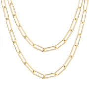 14K Gold Plated Paperclip Chain Necklace， 24 Inches - Scentll®