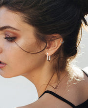 Sleek Oblong Huggie Hoop Earrings