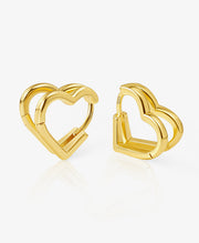 Double Heart Huggie Hoop Earrings