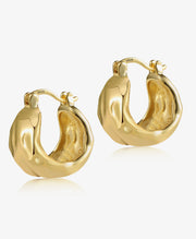 Scentll 925 Sterling Silver Earrings Hammered Chunky Hoop Earrings for Women 14k Gold Plated Hypoallergenic Texture Thick Huggie Earrings Wide Hoop Earrings