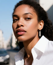 Square Hammered Bar Drop Earrings