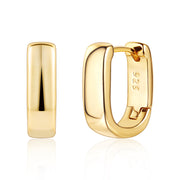Scentll Chunky Huggie Earrings for Women 14K Gold Plated Small Square Trendy Hypoallergenic Sterling Silver Chunky Geometric Minimalist Hoops for Women Gift for Mom