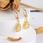 14K Gold Plated Teardrop Dangle Earrings for Women Sterling Silver Tear drop Leverback Earrings Hypoallergenic Sterling Silver Filigree Earrings for Jewelry Gifts for Mom Womens