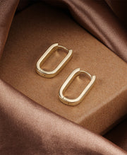 Sleek Oblong Huggie Hoop Earrings