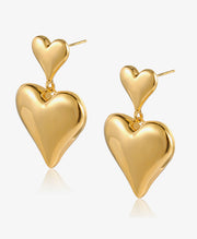 Double Heart Drop Stud Earrings