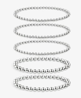 Gold Paperclip Link Bead Bracelet Set