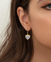 Elegant CZ Heart Dangle Earrings