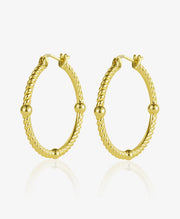Wrapped Bead Circle Hoop Earrings