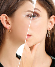 Two-Tone Crossover CZ Earrings