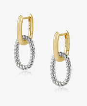 Two Tone Dangle Twisted Hoop Earring