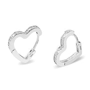 Silver Heart Hoop Earrings with Cubic Zirconia