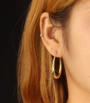 Scentll Silver Oval Hoop Earrings Hypoallergenic 14K Gold Plated Sterling Silver Lightweight Oval Hoop Earrings for Women