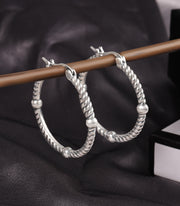 Wrapped Bead Circle Hoop Earrings