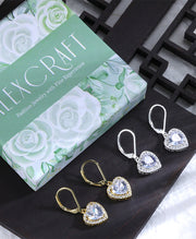 Elegant CZ Heart Dangle Earrings