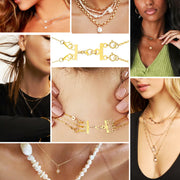 Necklace Layering Clasps 14K Gold Plated Necklace Separator for Layering Necklace Connectors for Multiple Necklaces（2 PCS）