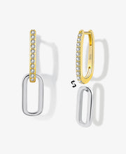 Two-Tone Crossover CZ Earrings