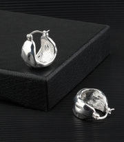 Scentll 925 Sterling Silver Earrings Hammered Chunky Hoop Earrings for Women 14k Gold Plated Hypoallergenic Texture Thick Huggie Earrings Wide Hoop Earrings